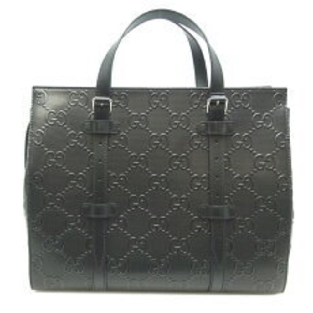 Gucci GG Embossed Tote Bag Handbag Leather Black